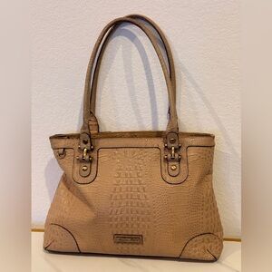 Etienne Aigner Vintage Croc-Embossed Tan Shoulder Bag